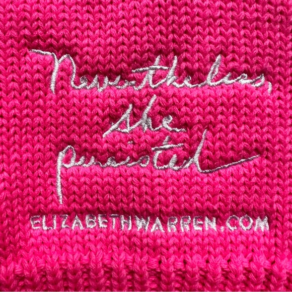 Nevertheless She Persisted hot pink Barbie core pussycat union made USA knit hat - Picture 2 of 5